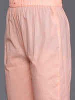 Thumbnail for Varanga Women Peach Thread And Sequins Embroidered Kurta With Tonal Bottom And Dupatta - Distacart