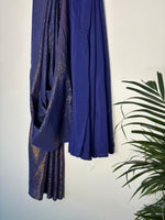 Thumbnail for trueBrowns Electric Blue Metallic Saree