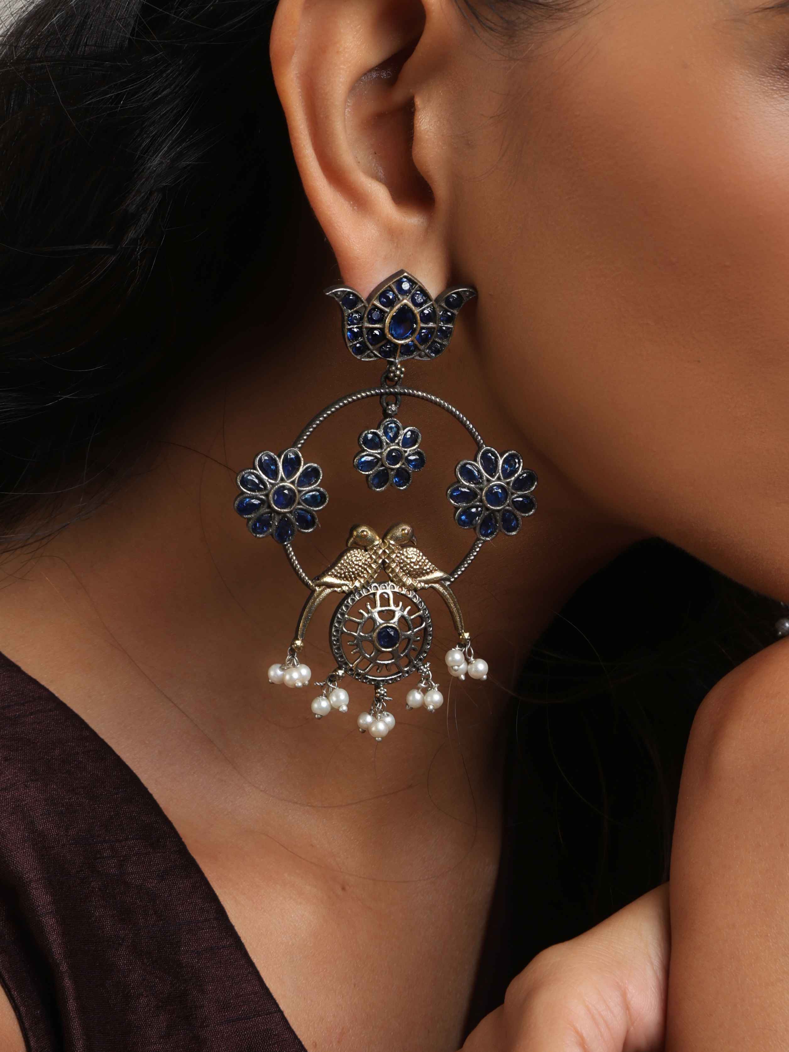 trueBrowns Silver Tone Chandbali Earrings - Distacart