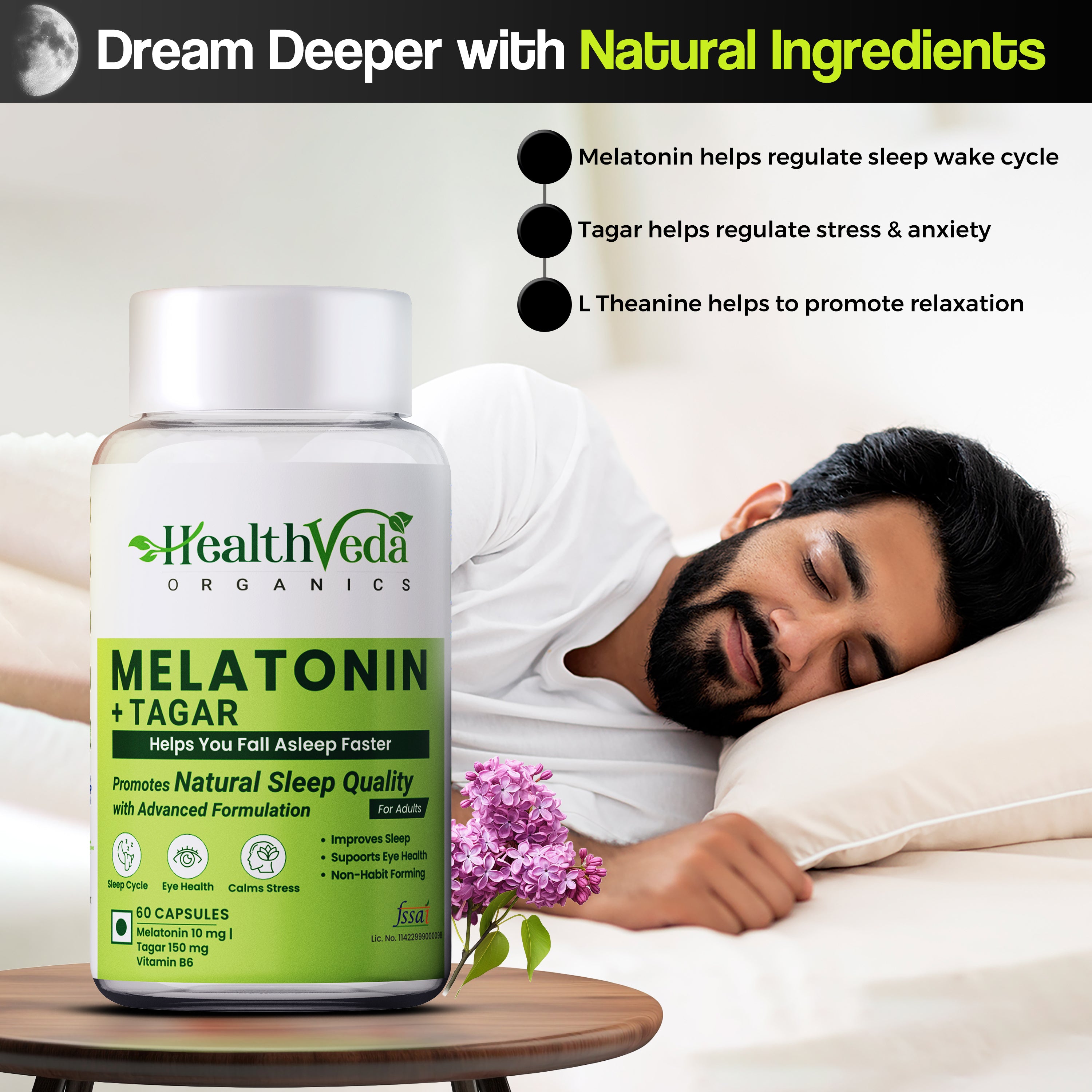 Health Veda Organics Melatonin Sleep & Relaxation Capsules - Distacart