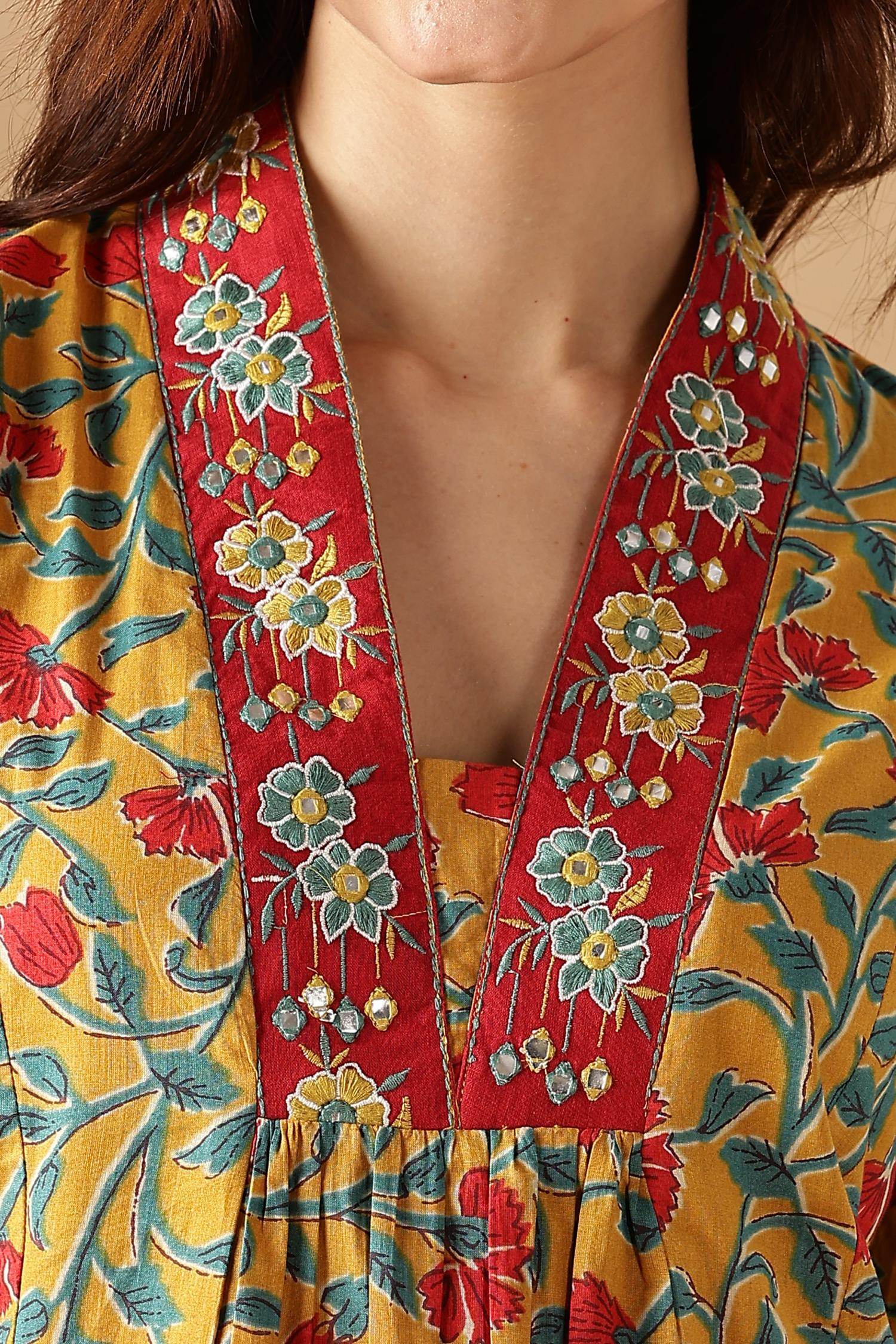 BulBul Anupriya Cotton Mustard Kurta Set with Dupatta