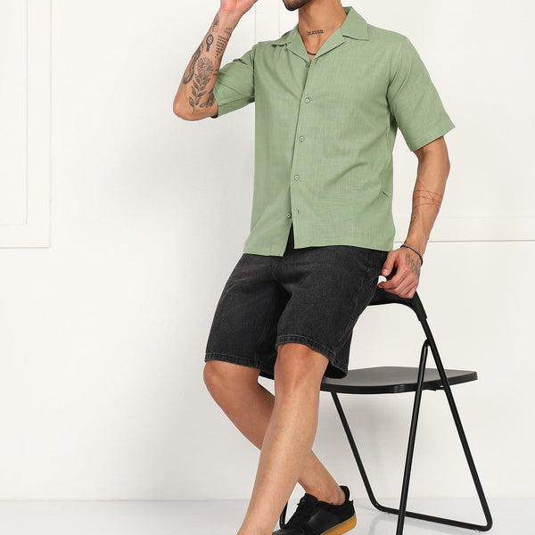 Fabmade Sage Breeze Linen Shirt - Distacart