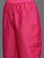 Thumbnail for Varanga Women Pink And Yellow Lehariya, Gota Embroidered Yoke Straight Kurta Paired With Tonal Bottom And Tonal Dupatta - Distacart