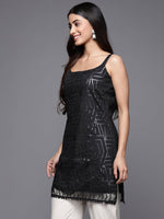 Thumbnail for Ahalyaa Square Neck Printed Embellished Crepe Tunic - Distacart