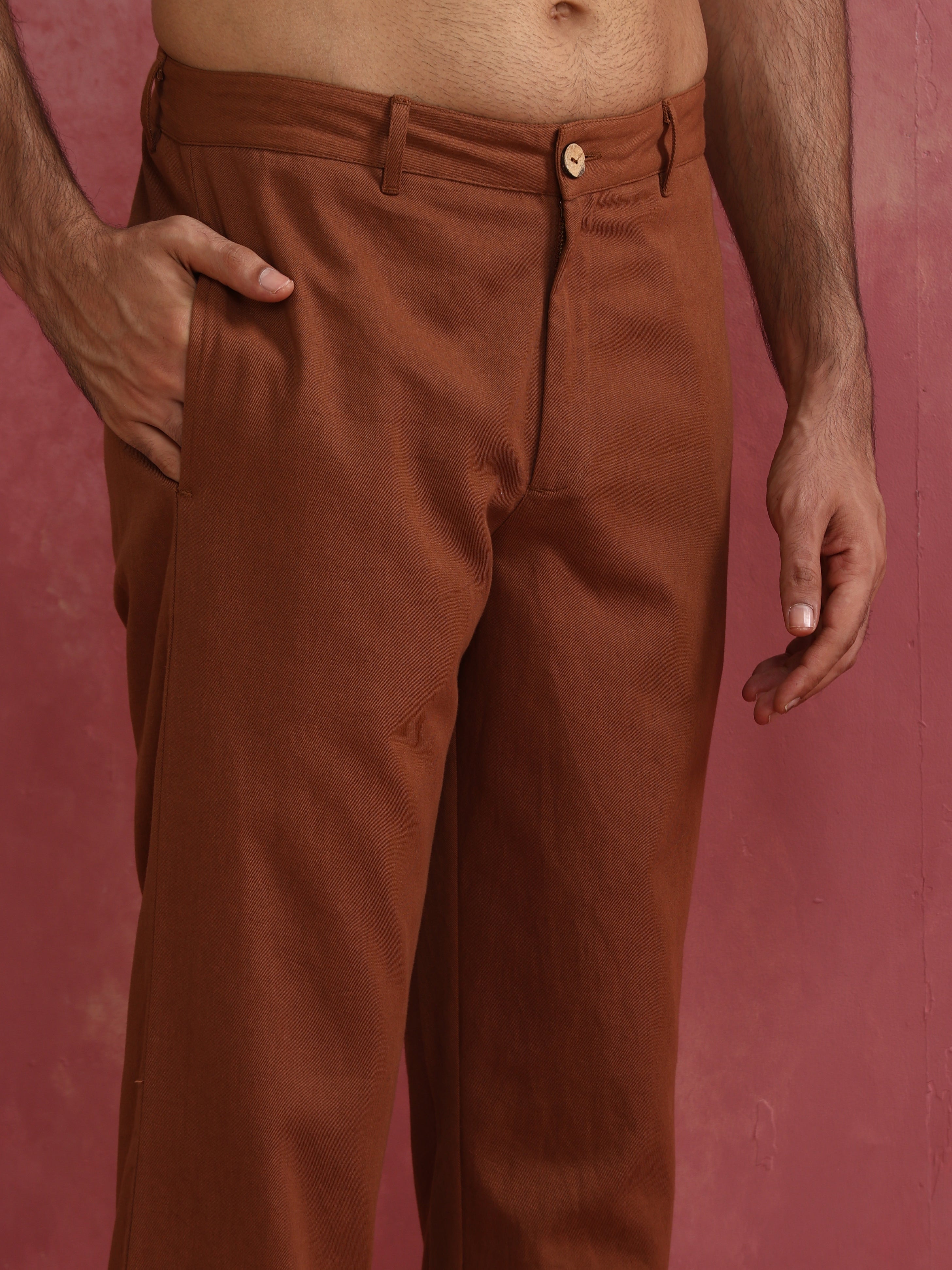 trueBrowns Men's Brown Cotton Twill Pants - Distacart