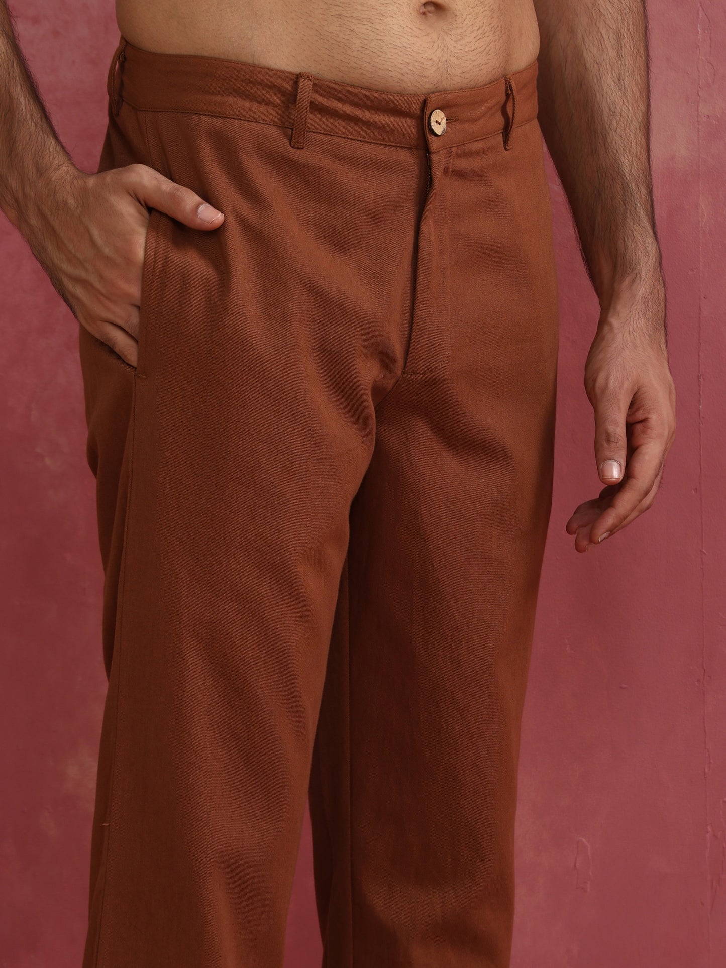 trueBrowns Men's Brown Cotton Twill Pants - Distacart
