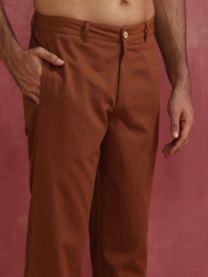 trueBrowns Men's Brown Cotton Twill Pants - Distacart