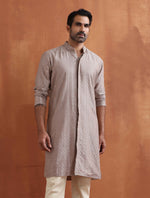 Thumbnail for trueBrowns Men's Beige Cotton Dobby Kurta