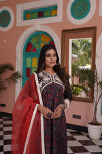 Thumbnail for BulBul Bhumika Chanderi Red Kurta Set with Dupatta