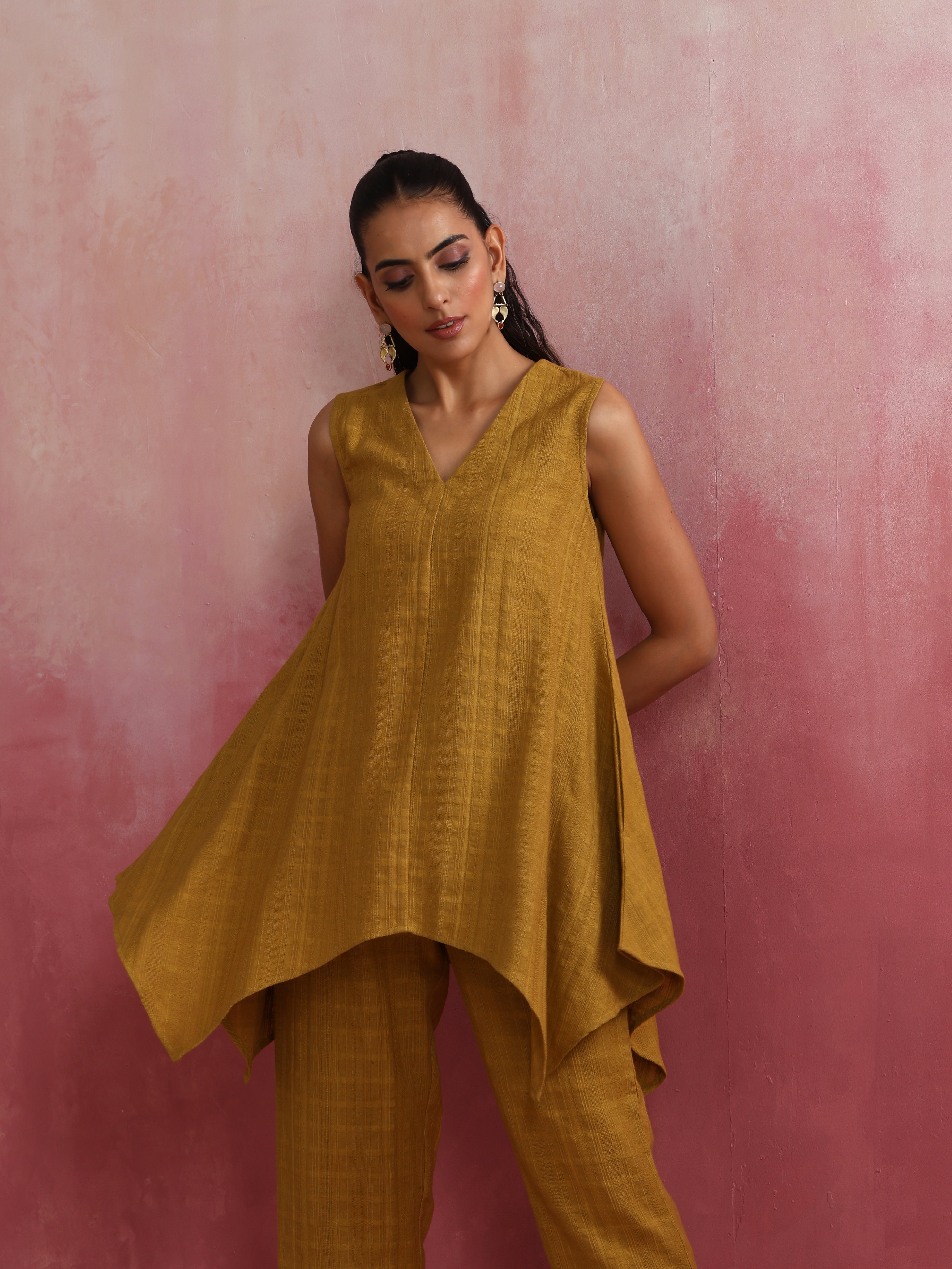 trueBrowns Mustard Cotton Dobby Co-ord set