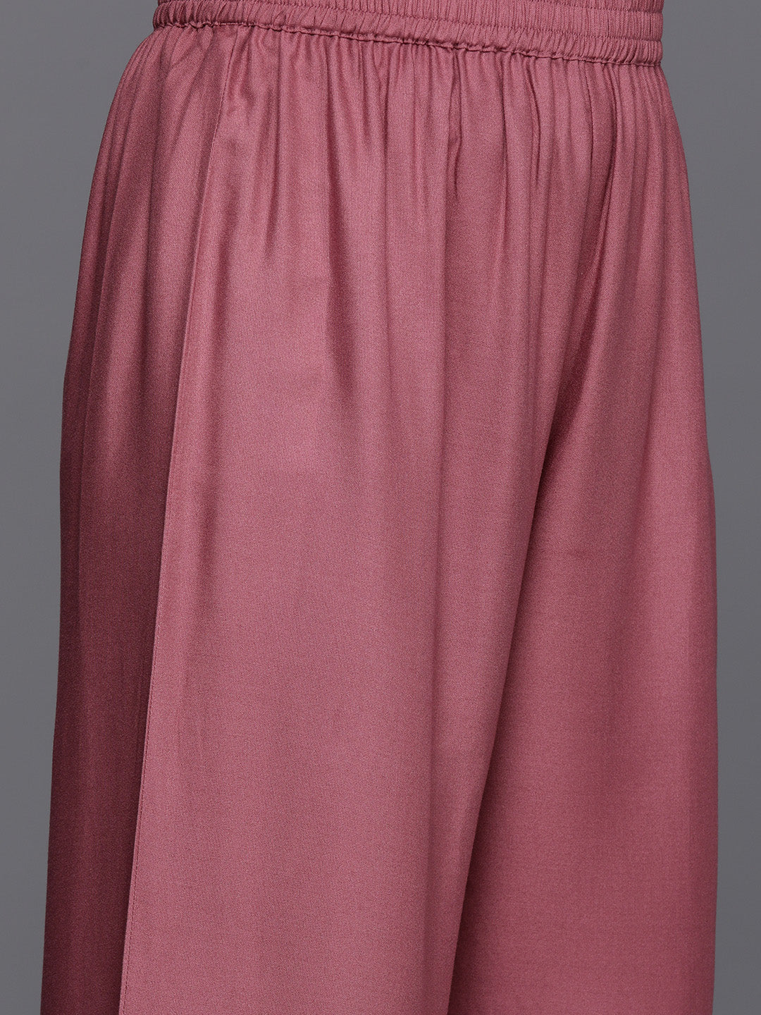 Varanga Women Mauve Woven Design Sleeveless Kurta, Paired With Solid Bottom