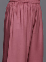 Thumbnail for Varanga Women Mauve Woven Design Sleeveless Kurta, Paired With Solid Bottom