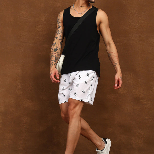 Fabmade Leaf Whisper Linen Shorts - Distacart