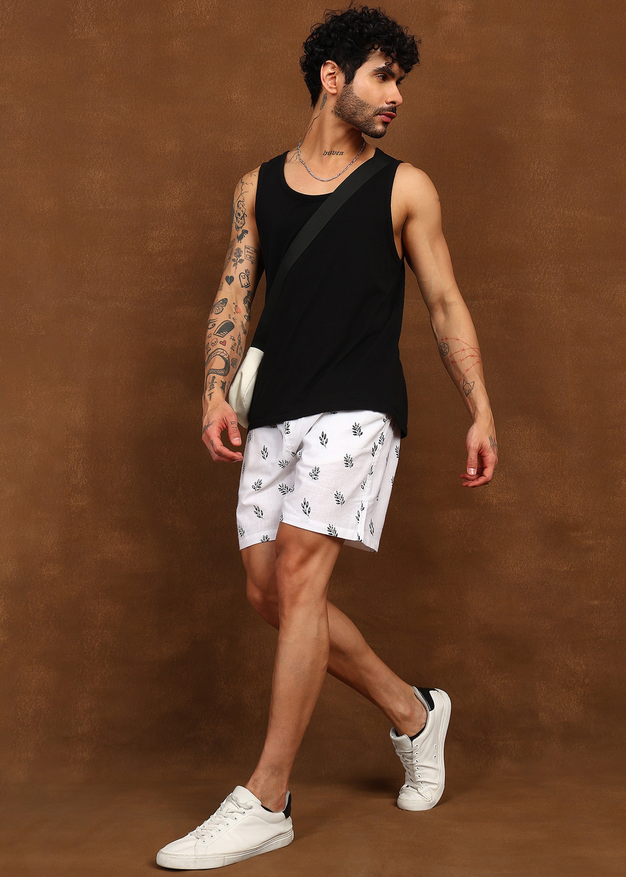 Fabmade Leaf Whisper Linen Shorts - Distacart