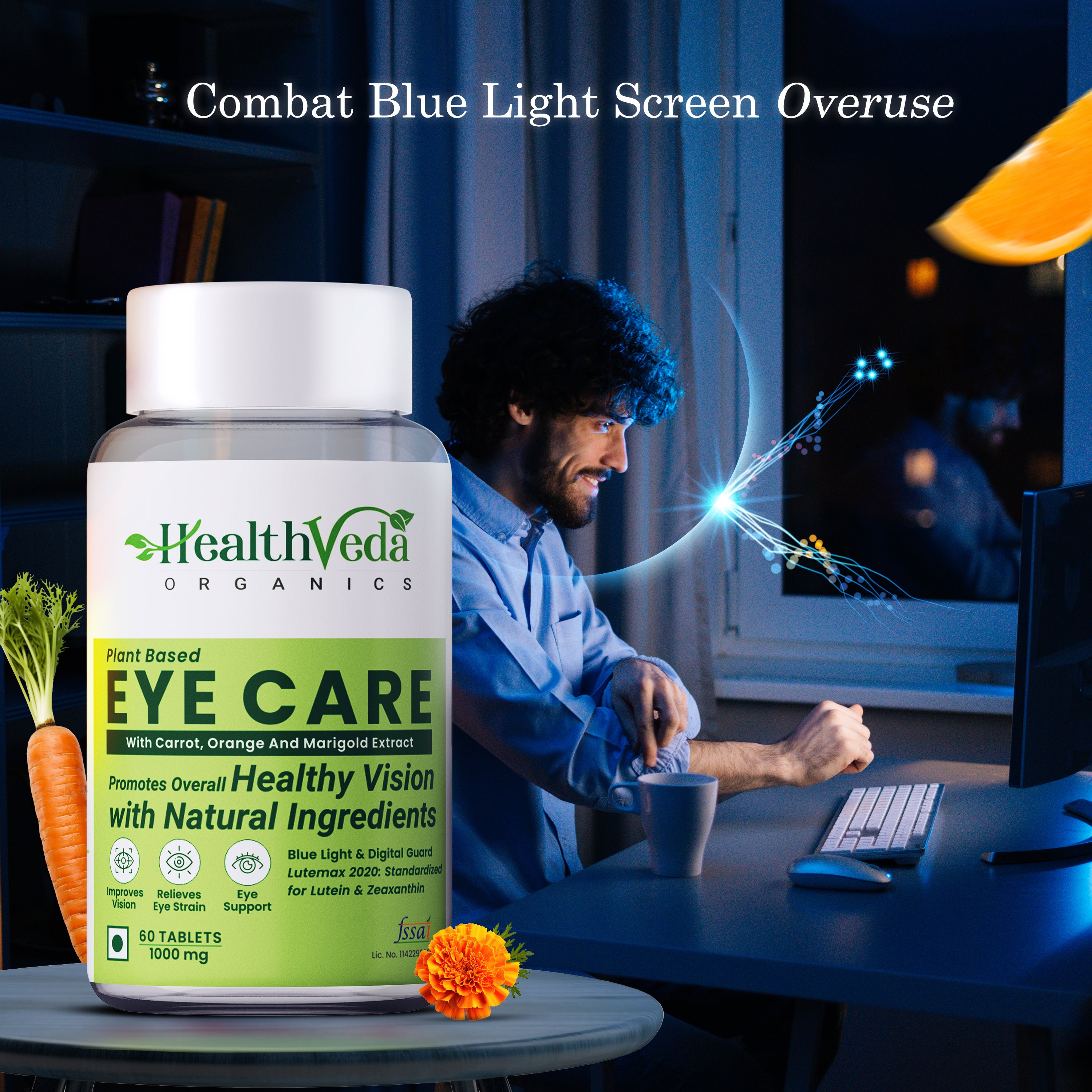 Health Veda Organics Plant Based Eye Care Supplements Tablets - Distacart