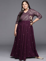 Thumbnail for Ahalyaa Plus Size V-neck Maxi Ethnic Dress - Distacart