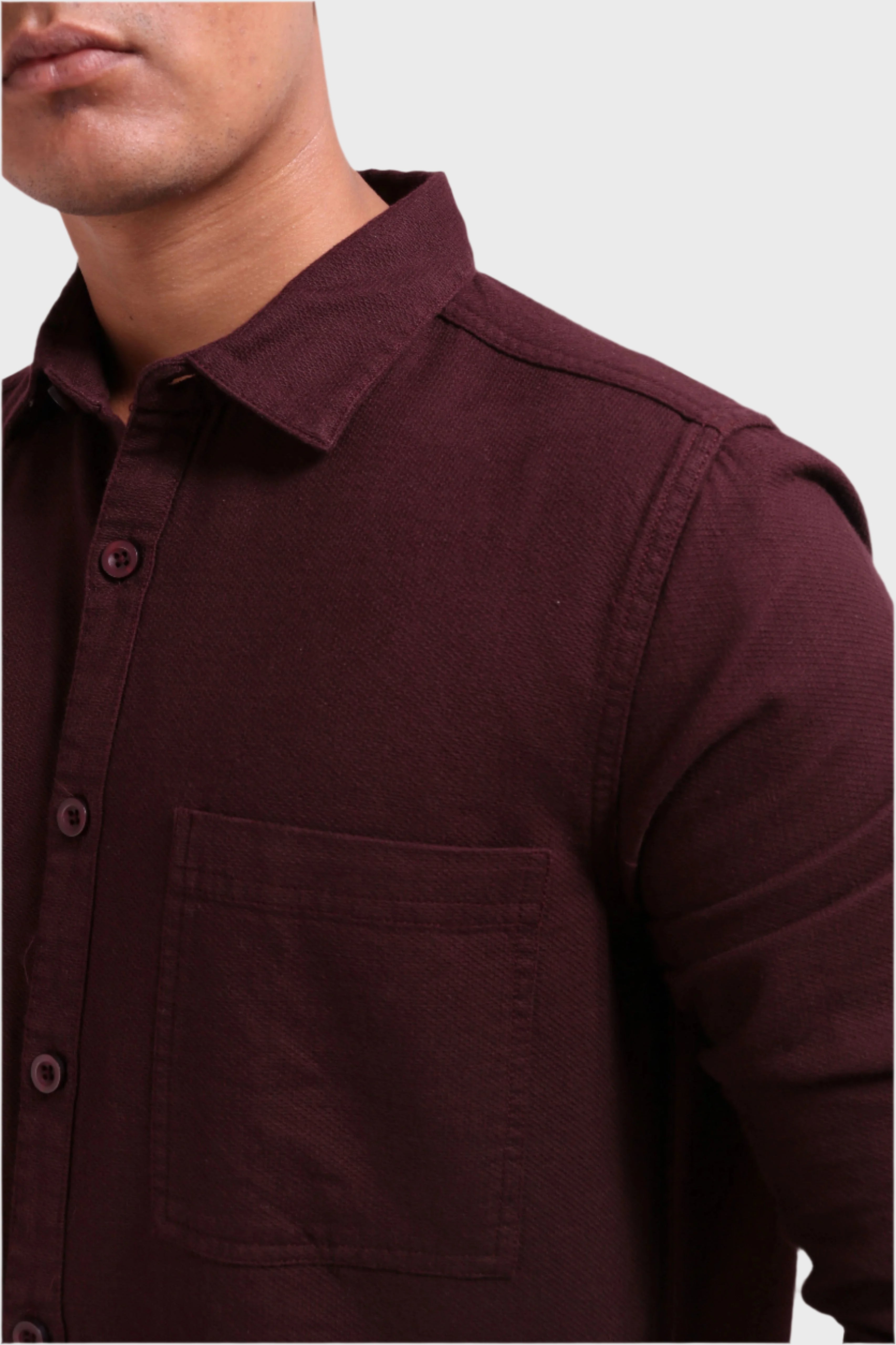 Xkind Dark Maroon Textured Shacket