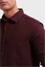 Thumbnail for Xkind Dark Maroon Textured Shacket