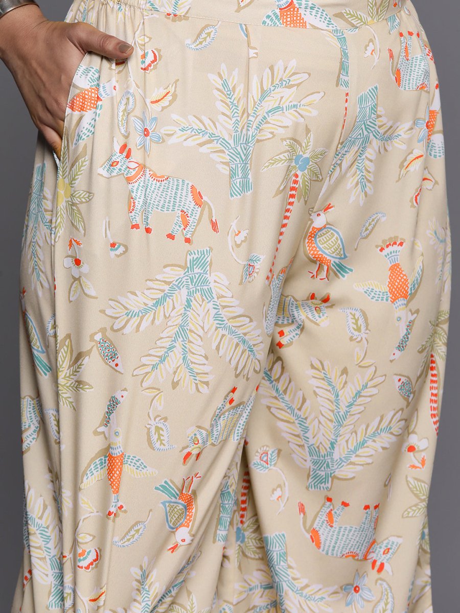 Ahalyaa Women Plus Size Printed Regular Gotta Patti Kurta with Palazzos - Distacart
