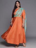 Thumbnail for Ahalyaa Plus Size Boat neck Maxi Ethnic Dress - Distacart