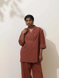 Thumbnail for trueBrowns Brown Cotton Linen Co-Ord Set
