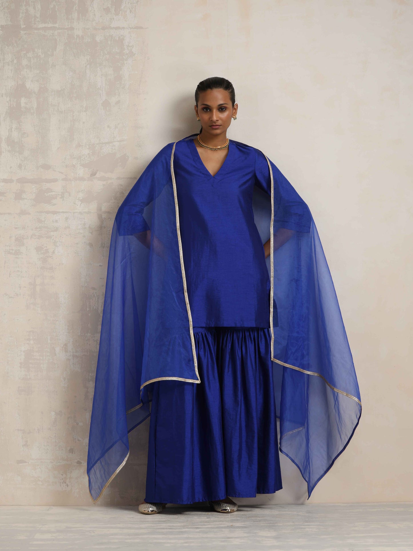 trueBrowns Electric Blue Sharara Dupatta Set - Distacart