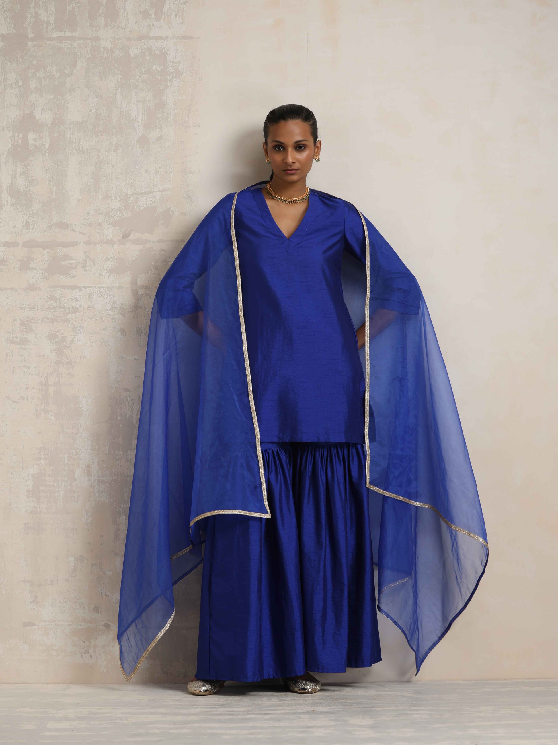 trueBrowns Electric Blue Sharara Dupatta Set - Distacart
