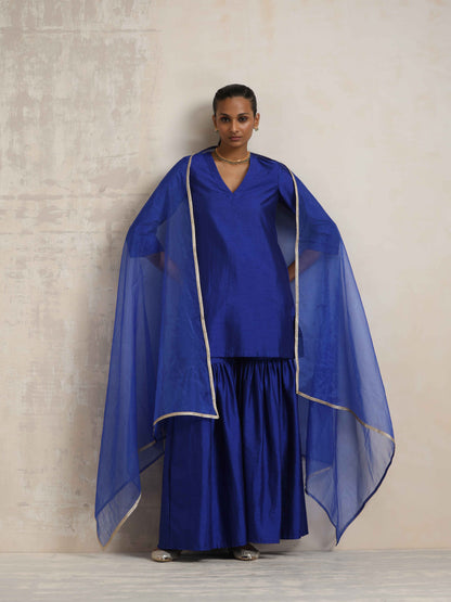 trueBrowns Electric Blue Sharara Dupatta Set - Distacart
