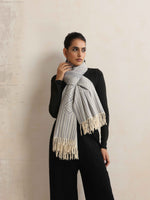 Thumbnail for trueBrowns Grey Geometric Woollen Stole