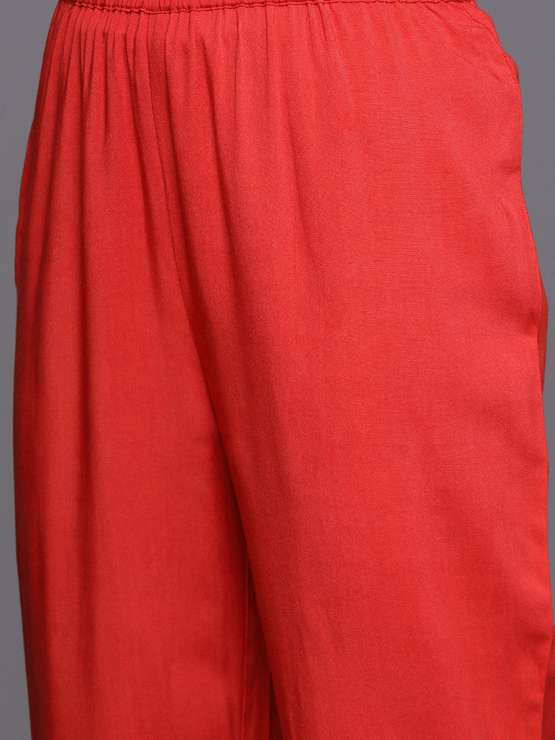 Varanga Women Red Floral Printed Anarkali Kurta Paired With Tonal Bottom And Dupatta - Distacart