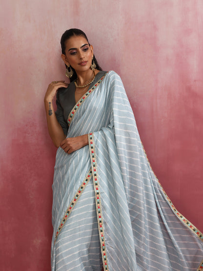 trueBrowns Grey Muslin Silk Saree - Distacart
