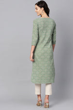 Thumbnail for Ahika Sea Green Color Printed Trendy Kurti