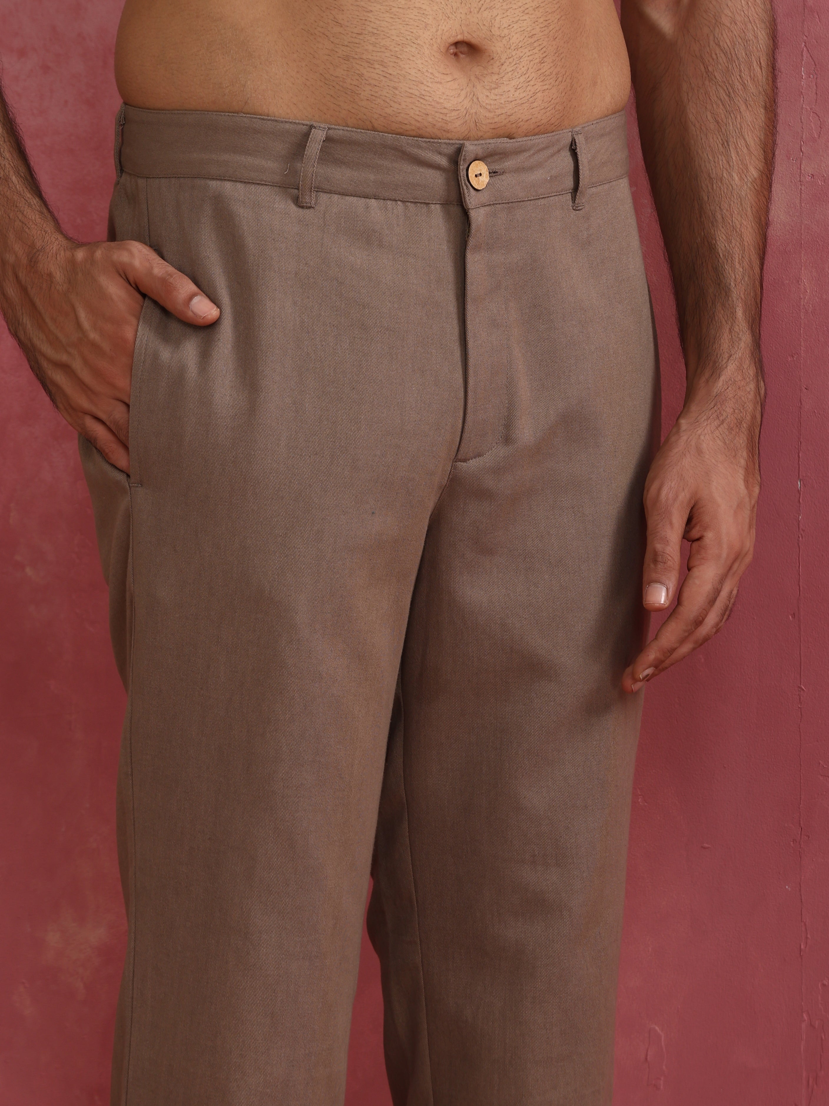 trueBrowns Men's Grey Cotton Twill Pants - Distacart