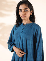 Thumbnail for trueBrowns Blue Cotton Dobby Yoke Co-ord Set - Distacart