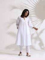 Thumbnail for trueBrowns White Slub Kurta Set