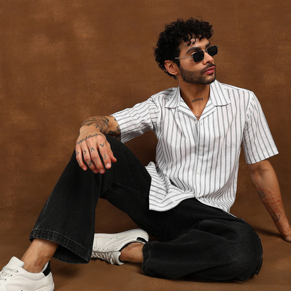 Fabmade Linear Drift Linen Shirt - Distacart