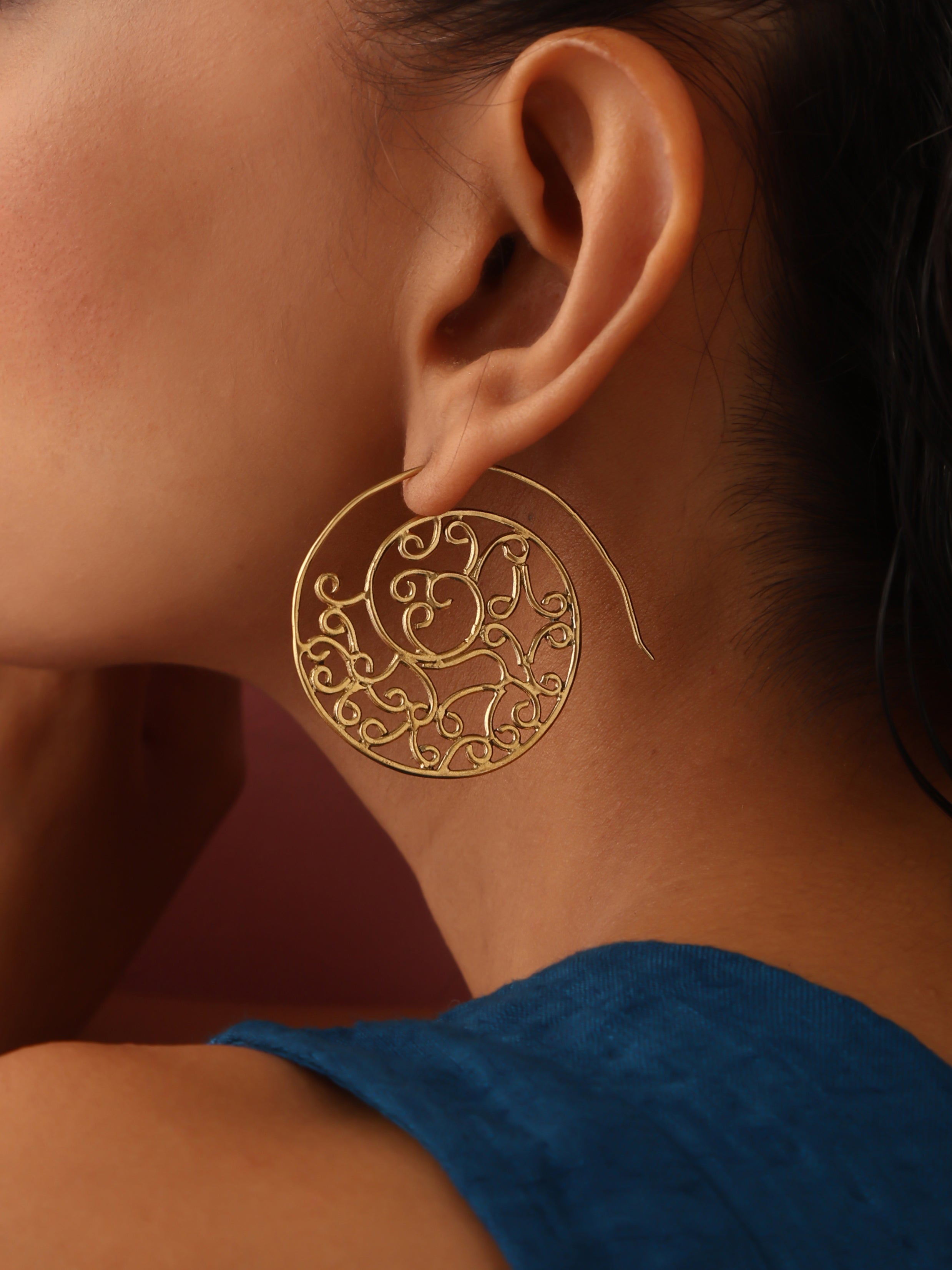 trueBrowns Brass Circular Swirl Earrings - Distacart