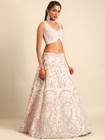 Thumbnail for House of Panchhi Cream Net Multi Sequins with heavy Zarkan embroidery Lehenga choli & Dupatta - Distacart