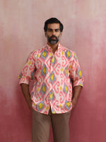 Thumbnail for trueBrowns Men's Lime Ikat Print Cotton Shirt - Distacart