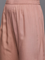 Thumbnail for Varanga Women Mauve Embroidered Kurta Paired With Tonal Trouser And Dupatta