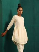 Thumbnail for trueBrowns Ivory Tonal Cotton Side Gathers Co-ord Set - Distacart