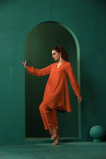 Thumbnail for trueBrowns Rust Silk Collar Co-ord Set - Distacart