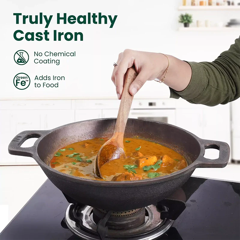 The Indus Valley CASTrong Cast Iron Cookware Set: Tadka Pan + Cast Iron Tawa With Handle (Pre Seasoned) + Cast Iron Kadai Wok Model + Cast Iron Fry Pan, Kitchen set for Home, 100% Pure, Toxin-free