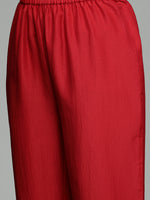 Thumbnail for Varanga Women Red Embroidered Straight Kurta Paired With Tonal Bottom And Contrast Dupatta With Four Sided Fringes - Distacart
