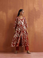 Thumbnail for trueBrowns Rust Metallic Angrakha Kurta Set