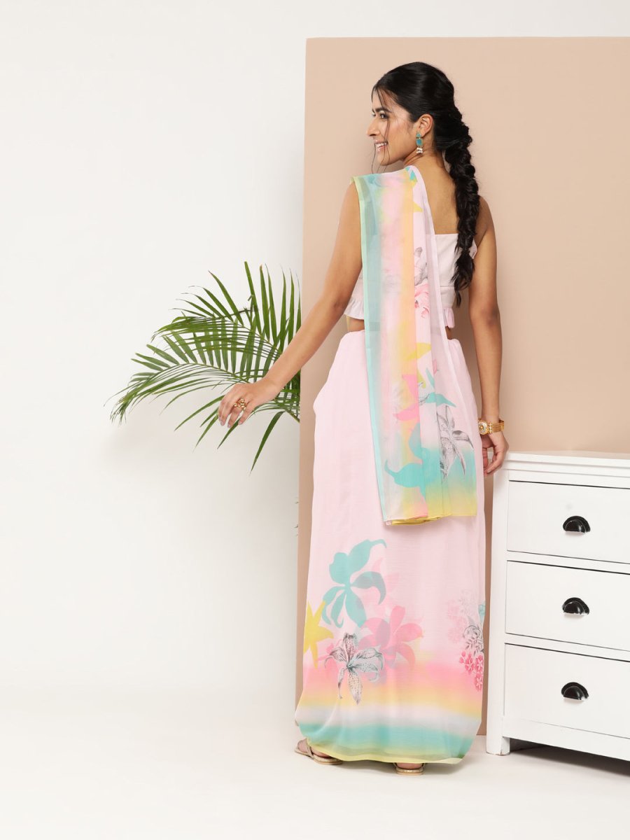 Ahalyaa Women Chiffon Floral Saree - Distacart