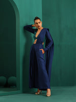Thumbnail for trueBrowns Blue Silk Palazzo Stitched Saree - Distacart