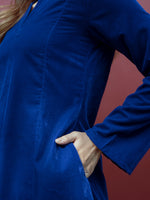 Thumbnail for trueBrowns Blue Solid Velvet Co-Ord Set - Distacart