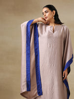Thumbnail for trueBrowns Grey Textured Silk High Low Kaftan Pant Set - Distacart