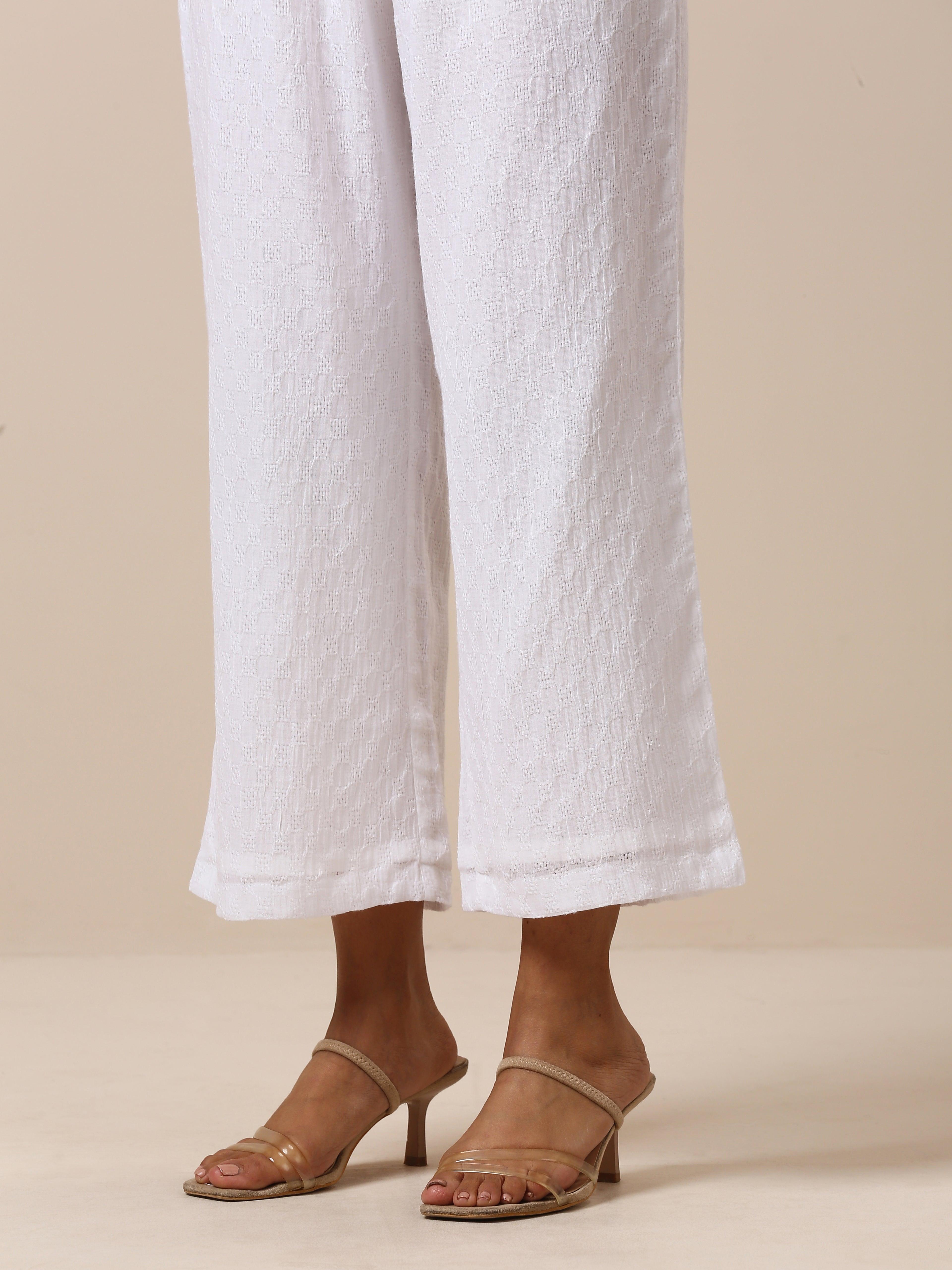 trueBrowns Cotton White Weave Pant - Distacart